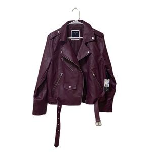 Maroon Faux-Leather Jacket